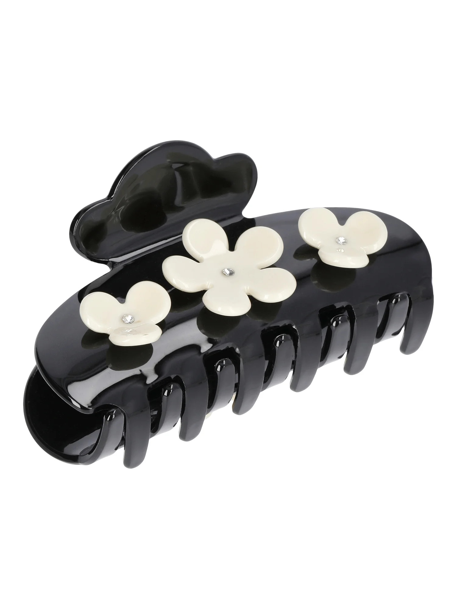 No Boundaries Acrylic Flower Claw Clip, Black/Ivory | Walmart (US)