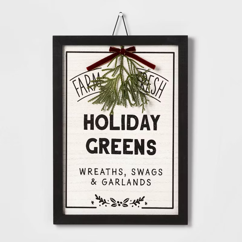 10" Wood 'Farm Fresh Holiday Greens' Wall Sign - Wondershop™ | Target