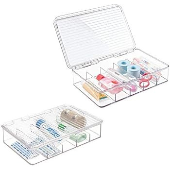 mDesign Rectangular Plastic Stackable Storage Box with Hinged Lid for Organizing First Aid, Medic... | Amazon (US)