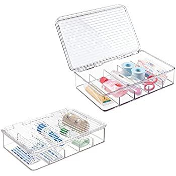 mDesign Rectangular Plastic Stackable Storage Box with Hinged Lid for Organizing First Aid, Medic... | Amazon (US)