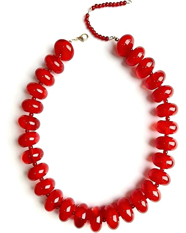 Chunky Beaded Statement Necklace for Women, Colorful Rondelle Bead, Bohemian Style, Adjustable Le... | Amazon (US)