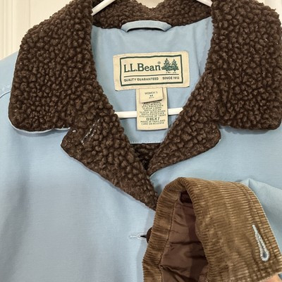 LL Bean Chore Coat Women’s Size Medium Sky Blue Sherpa Lining Quilted Corduroy  | eBay | eBay US