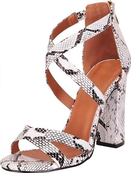 Cambridge Select Women's Crisscross Strappy Chunky Block High Heel Sandal | Amazon (US)