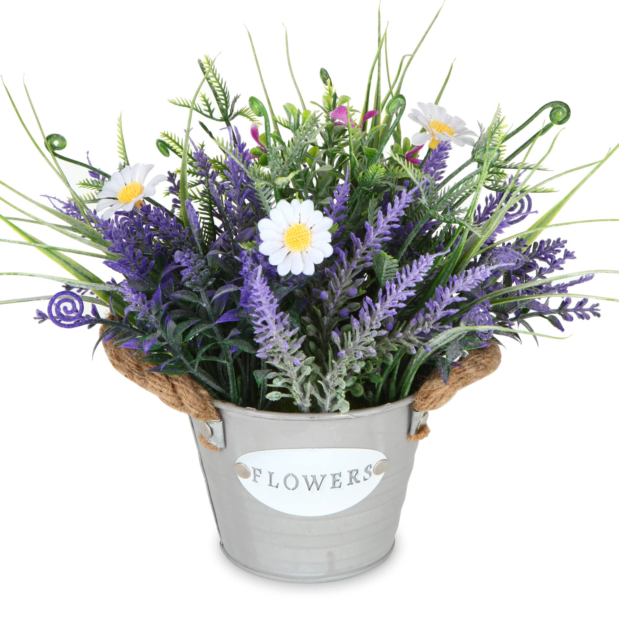 Fake Plants Purple Lavender Flowers in Pot 10" Tall Faux Artificial Potted Plant Greenery for Hom... | Amazon (US)