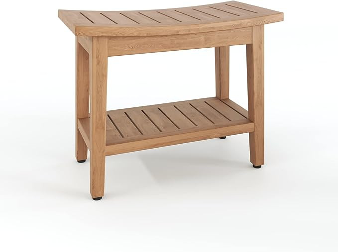 The Original Maluku 24" Teak Shower Bench with Shelf | Amazon (US)