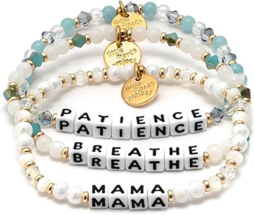 Little Words Project Handcrafted and Uniquely Designed Beaded Bracelets - Mama Stack - Set of 3 Bracelets - Breathe, Patience, Mama | Amazon (US)