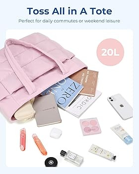 BAGSMART Tote Bag for Women, Lightweight Puffy Tote Bag with Compartments, Quilted Shoulder Bag H... | Amazon (US)