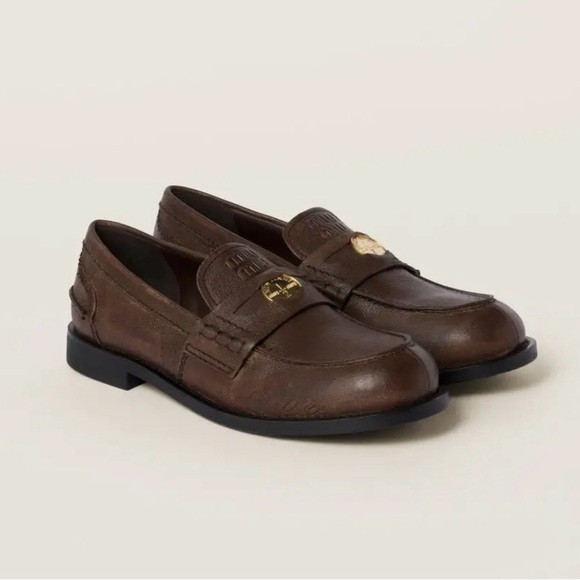Miu Miu Calfskin penny loafers 38 cocoa brown | Poshmark