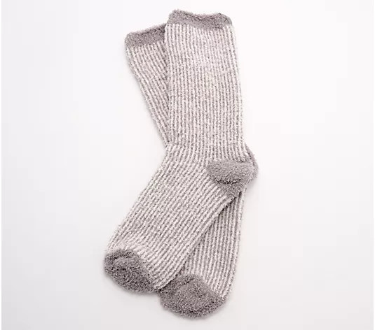 Barefoot Dreams CozyChic Rib Contrast Socks - QVC.com | QVC