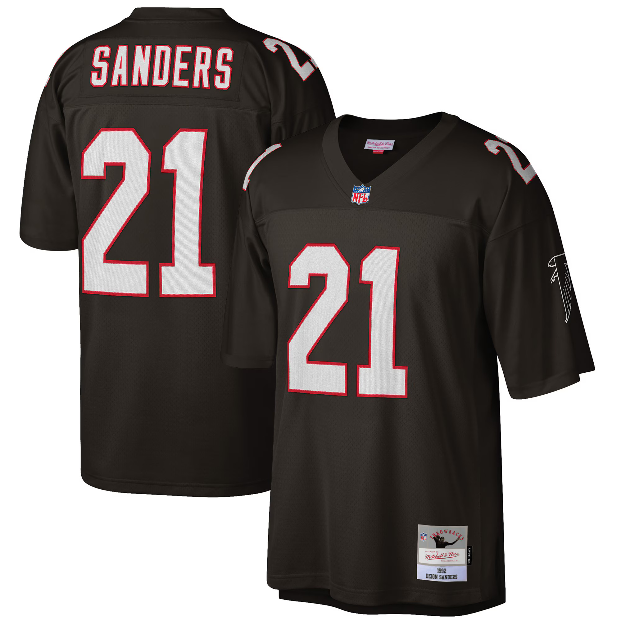 Men's Atlanta Falcons Deion Sanders Mitchell & Ness Black Big & Tall 1992 Retired Player Replica ... | NFL Shop