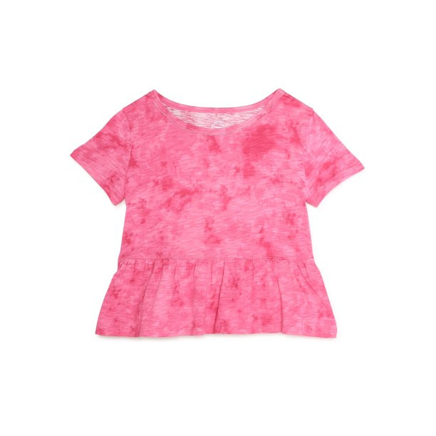 Wonder Nation Girls’ Peplum Top with Short Sleeves, Sizes 4-18 & Plus - Walmart.com | Walmart (US)
