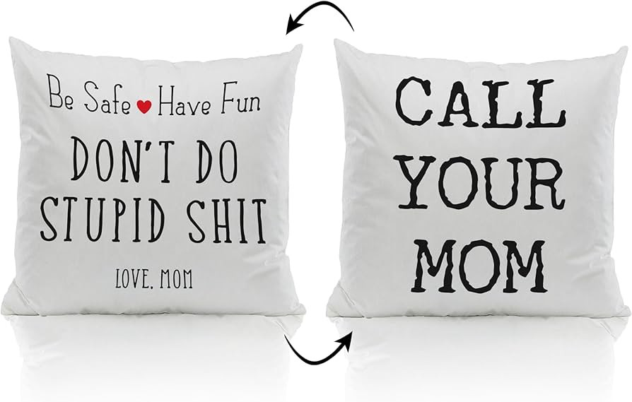 ZJSYXXU Call Your Mom Throw Pillow Covers 18x18 Inch, Funny College Dorm Decor Decorative Pillowc... | Amazon (US)