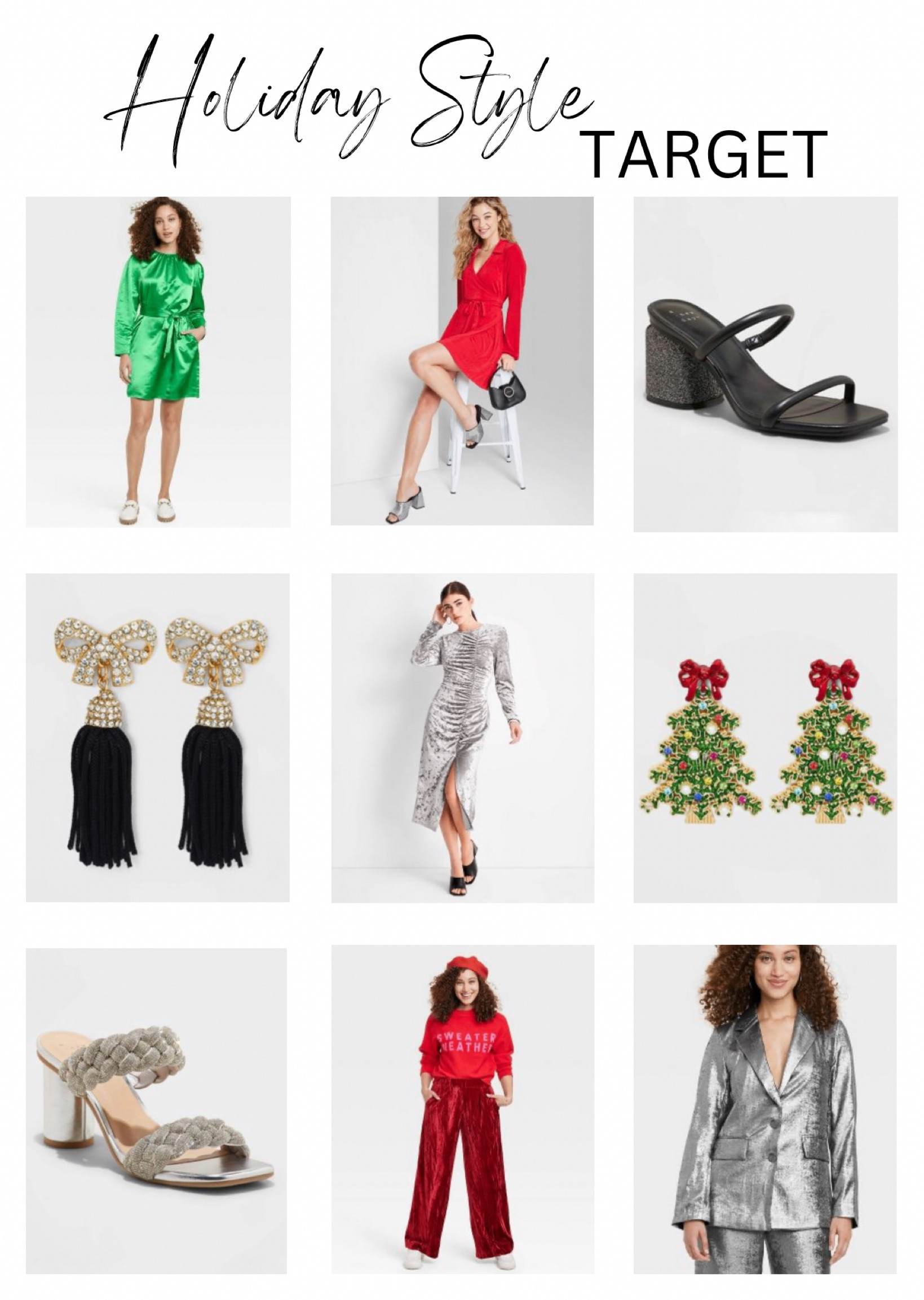 #holidaystyle #dress #holidaydress  #christmasdress #christmasoutfits #velvetdress #heels #shoes #dressshoes #earrings #jewelry #target #targetfinds #blazer 

#LTKSeasonal #LTKunder50 #LTKHoliday