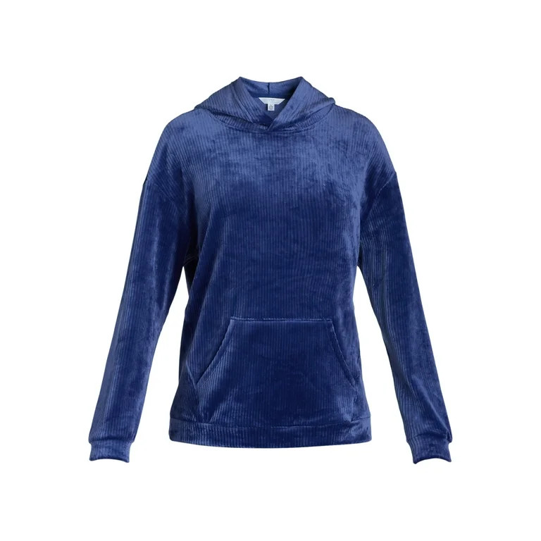 Time and Tru's Women’s Ribbed Velour Hoodie Sweatshirt, Sizes S-XXXL | Walmart (US)