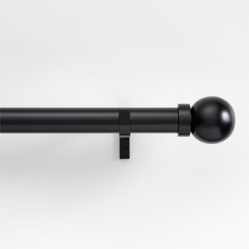 Black 1.5" Standard Curtain Rod and Large Round End Cap Finials Set 120"-170" + Reviews | Crate &... | Crate & Barrel