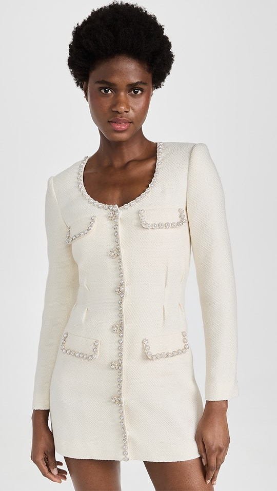 Self Portrait Cream Boucle Tailored Mini Dress | SHOPBOP | Shopbop