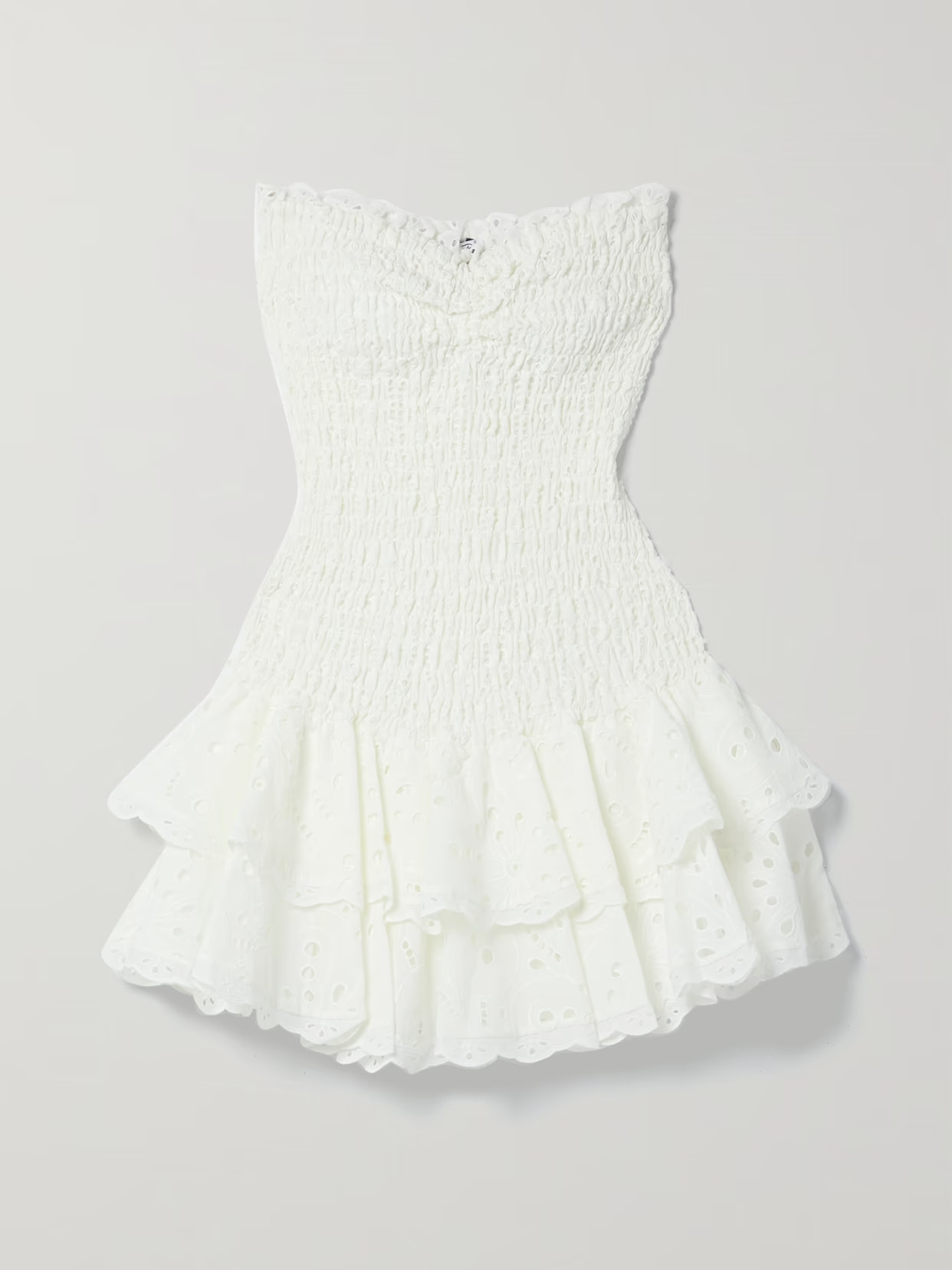Charo Ruiz - Megan Strapless Broderie Anglaise Cotton Mini Dress - White | NET-A-PORTER (US)