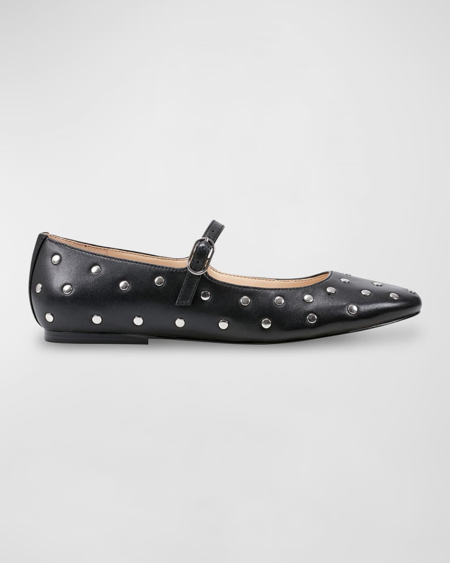 Studded Leather Mary Jane Ballerina Flats | Neiman Marcus