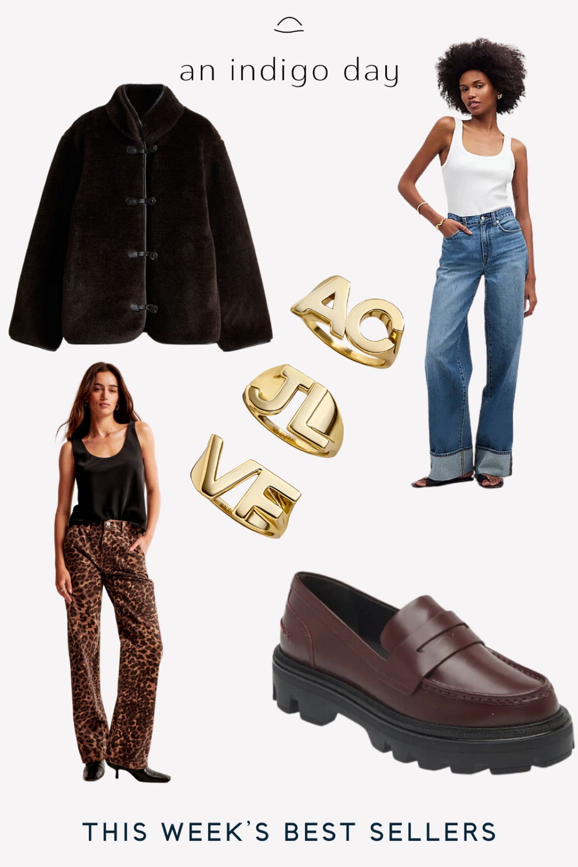 This weeks best sellers

leopard jeans from abercrombie, madewell cuffed jeans - took my usual madewell size, wine colored loafers, initial ring - all baublebar custom jewelry is currently 25 % off until Sunday. faux fur jacket from H&M, comes in 3 colors. 

#LTKSeasonal #LTKSaleAlert #LTKxMadewell
