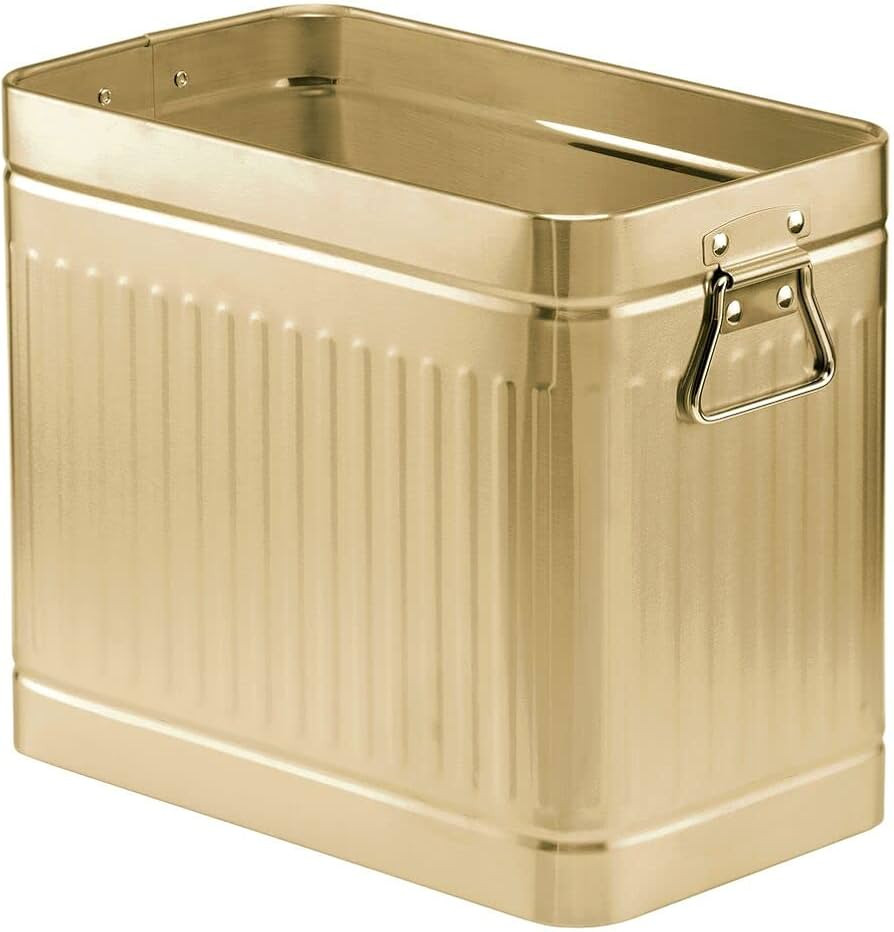 mDesign Decorative Retro Vintage Farmhouse Rectangle Metal Small Trash Can Wastebasket, Garbage C... | Amazon (US)