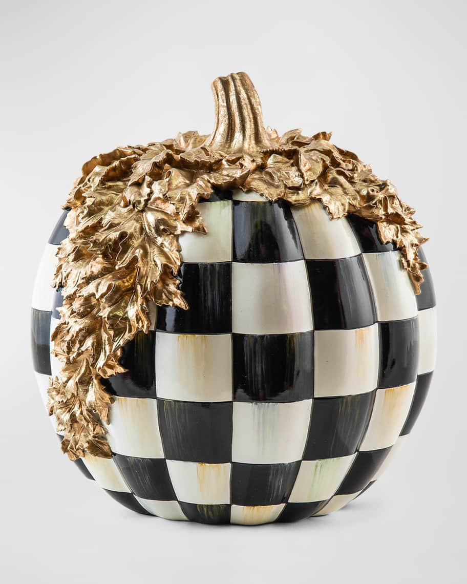 MacKenzie-Childs Courtly Check Gold Foliage Pumpkin | Neiman Marcus