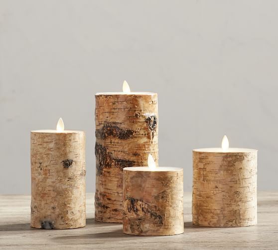 Premium Flicker Flameless Birch Wax Pillar Candle | Pottery Barn (US)