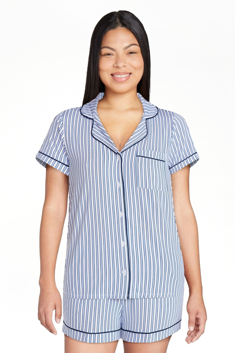 Joyspun Women's Dreamy Soft Collection Notch Top and Shorts Pajama Set, 2-Piece, Sizes XS-3X | Walmart (US)