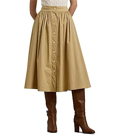 Lauren Ralph Lauren Shirred Waist A-Line Skirt - 6 | Dillard's