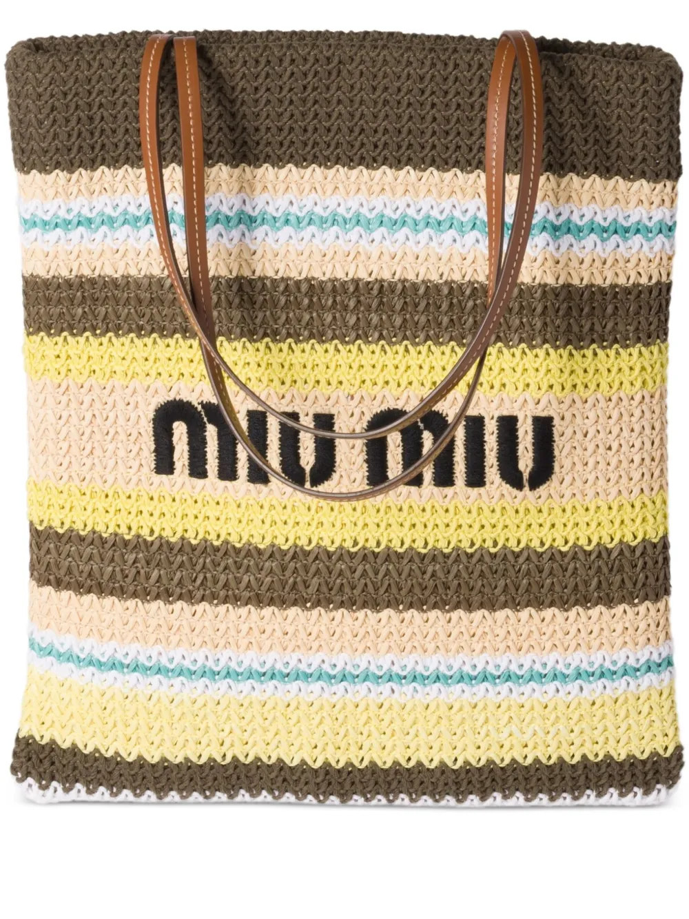Miu Miu striped crochet tote bag - Grey | Farfetch Global
