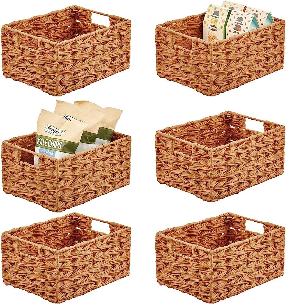 mDesign Woven Farmhouse Kitchen Pantry Food Storage Organizer Basket Bin Box - Container Organizatio | Amazon (US)