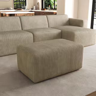 Uixe Khaki Corduroy Fabric Rectangle Accent Ottoman (Set of 1) CS0012-OT-KK - The Home Depot | The Home Depot