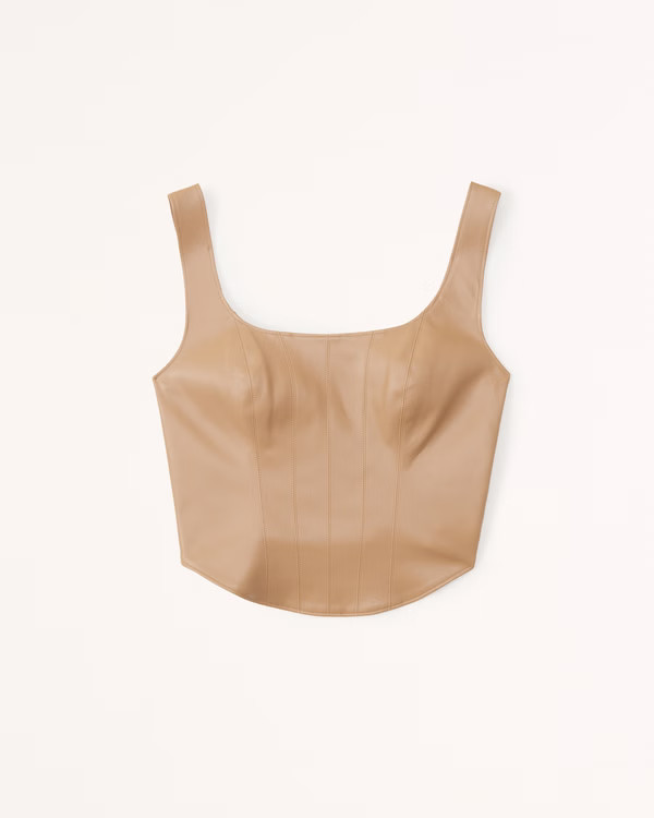 Vegan Leather Corset Scoopneck Top | Abercrombie & Fitch (US)