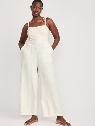 Linen-Blend Tie-Shoulder Corset Cami Jumpsuit for Women | Old Navy (US)