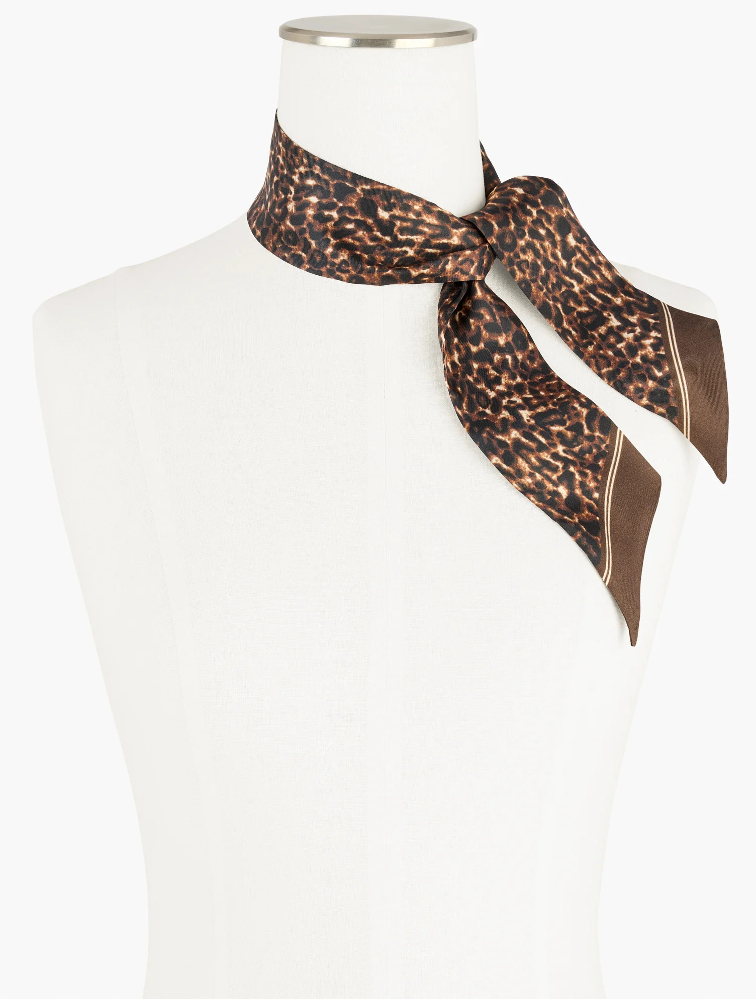 Delicate Leopard Skinny Silk Scarf - Sierra Brown - 001 Talbots | Talbots