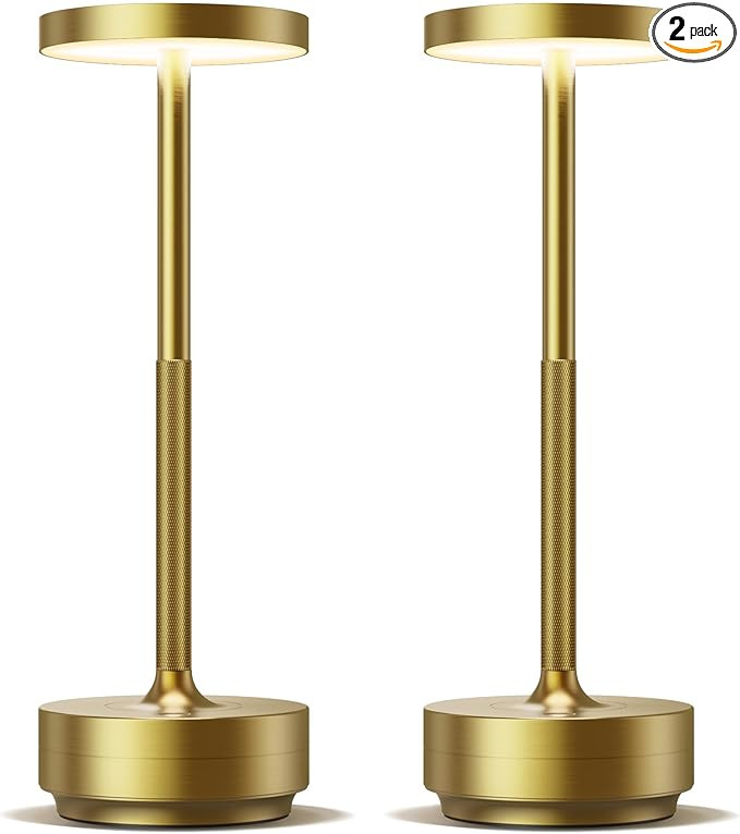 SAKRINGT 2 Pack Rechargeable Cordless Table Lamp - Battery Operated LED Portable Table Light with... | Amazon (US)