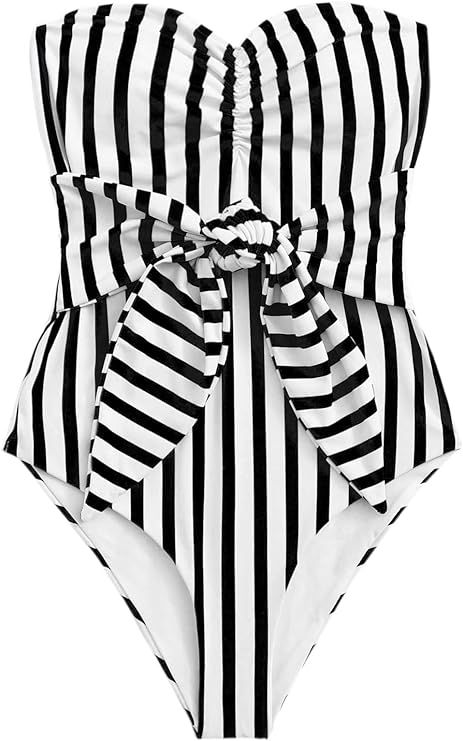 SweatyRocks Women's Sexy Bathing Suit Criss Cross Backless One Piece Swimsuits Monokini Swimwear | Amazon (US)