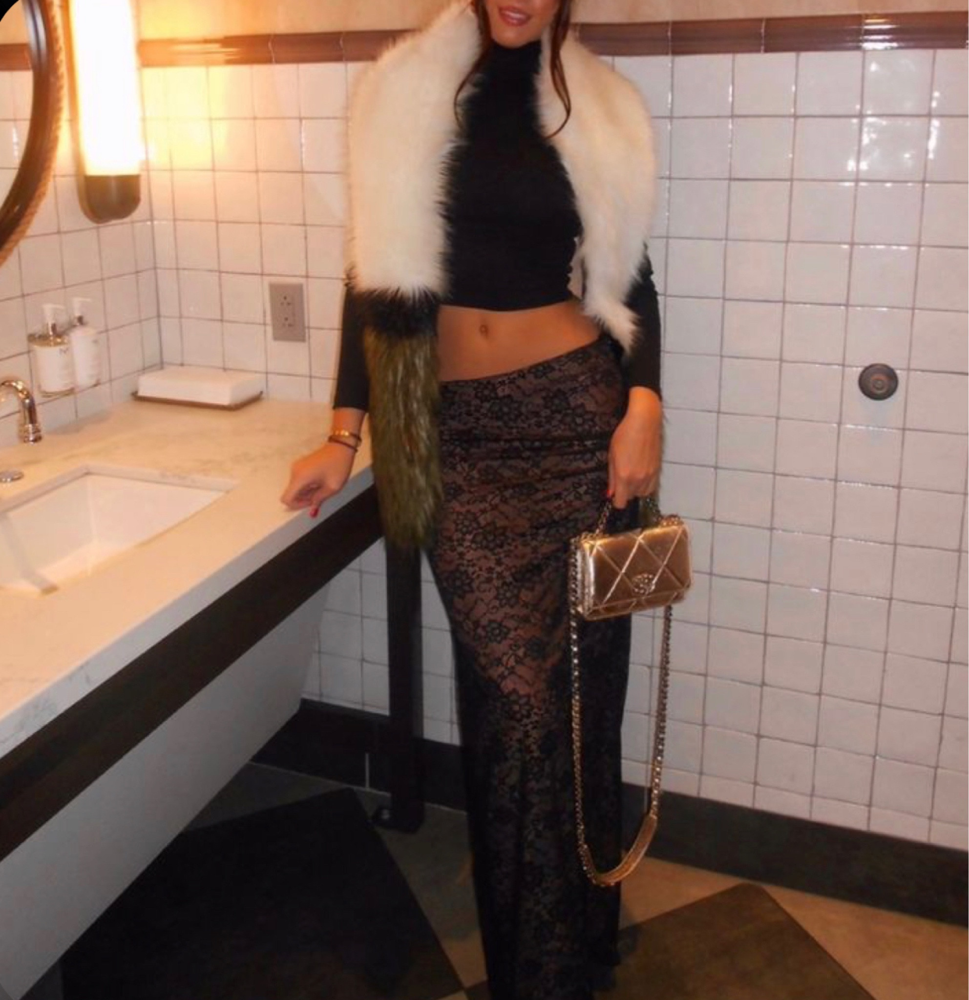 Winter dinner look! Linked the skirt in a more midi version, sadly no where sells this scarf anymore or anything similar!

#LTKstyletip #LTKSeasonal