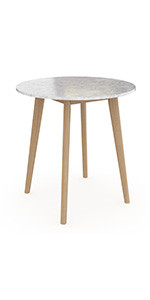 Nathan James Amalia Round Bistro Dining Table with Legs in Tan Wood Finish and Faux White Carrara... | Amazon (US)