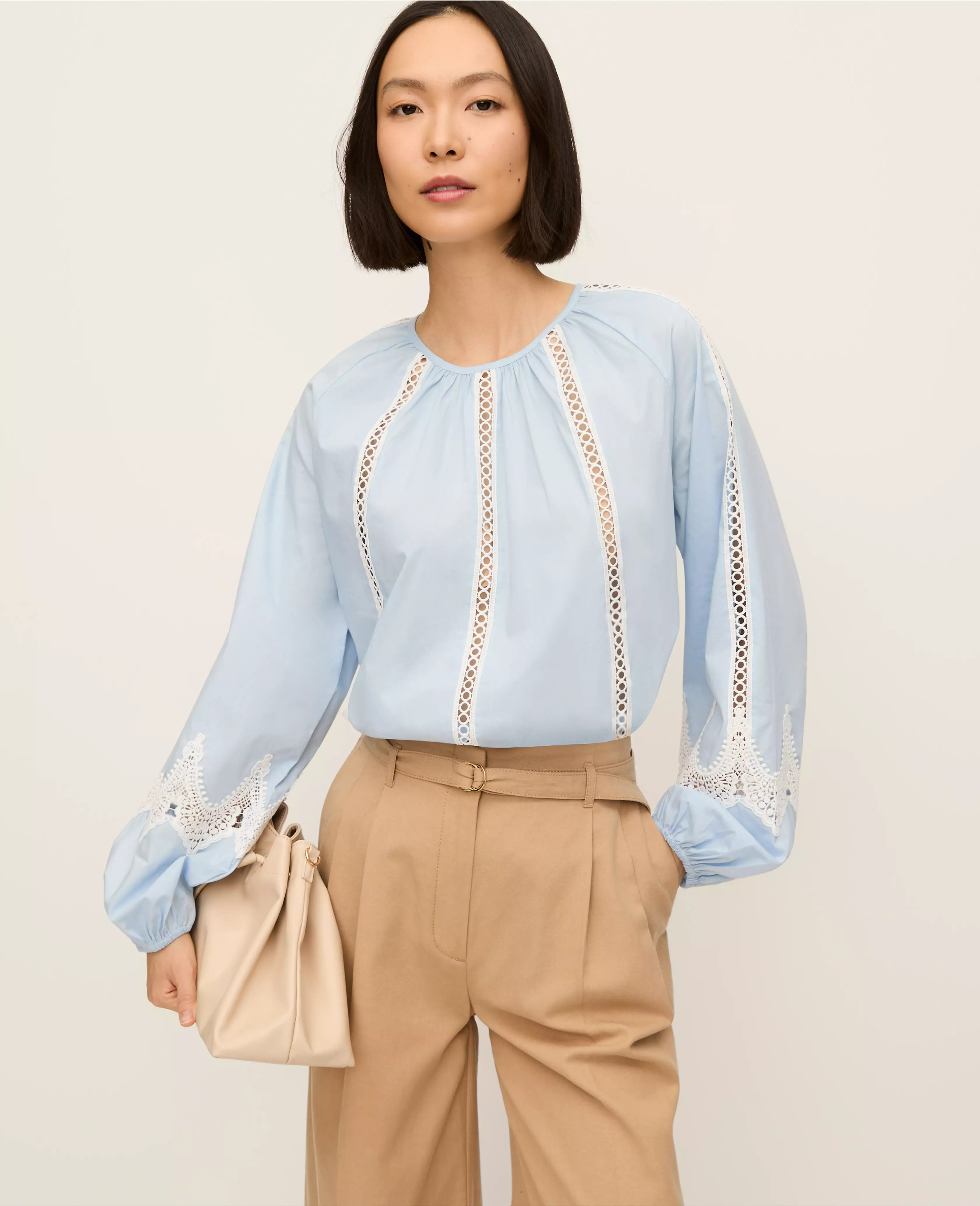 Lace Trim Blouse | Ann Taylor