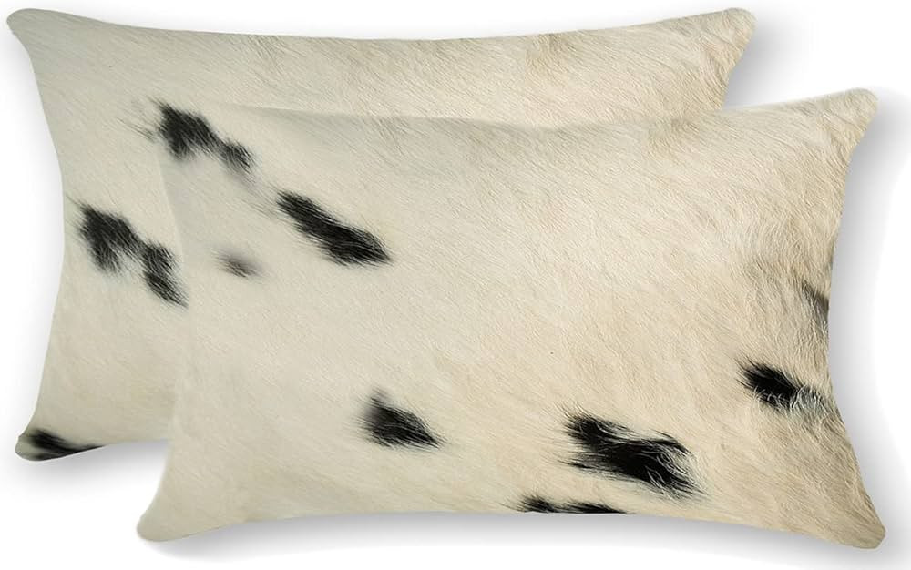 Set of 2, Natural Torino Cowhide Throw Pillows with Poly Insert | Kobe Accent Pillows Handcrafted... | Amazon (US)