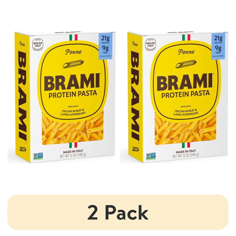 (2 pack) Brami Penne High Protein Pasta, 21g Protein, High Fiber, Shelf-Stable Noodles, 12 oz Box | Walmart (US)