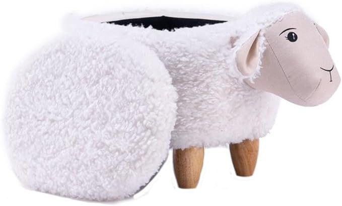 Pemberly Row Shiloh The Sheep Fabric Storage Ottoman/Stool in White/Natural | Amazon (US)