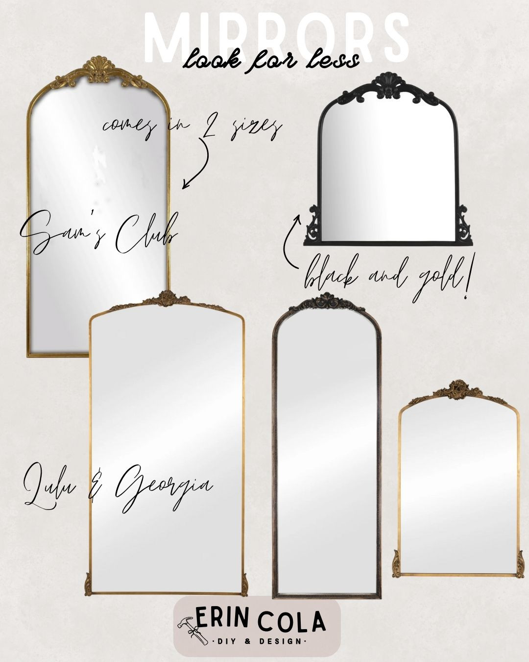 These ornate mirrors from Sam’s Club are such a good look for less—giving major Lulu & Georgia vibes at a fraction of the price. The classic arched shape, vintage-inspired detailing, and warm finishes feel timeless and elevated without the designer markup. Available as both floor and wall mirrors, they’re perfect for bedrooms, entryways, bathrooms, or layered into a collected gallery look. I love how they instantly add character and light while still feeling versatile enough for modern or traditional spaces. Proof that you don’t have to splurge to get that heirloom look 🤍 

 #LTKHome #LTKSaleAlert