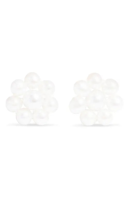 STONE AND STRAND Mother-of-Pearl Flower Stud Earrings in Vermeil/Pearl at Nordstrom | Nordstrom