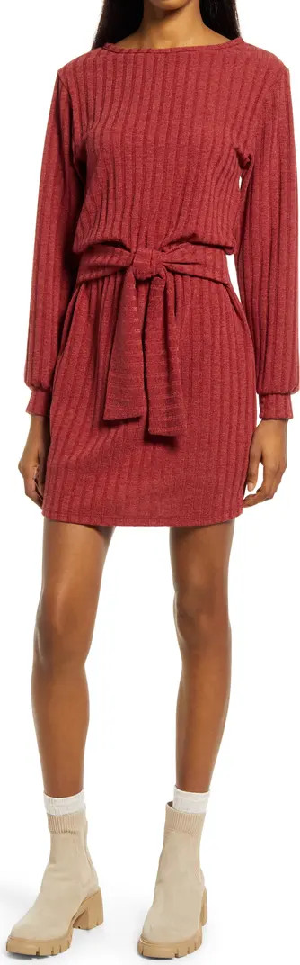 Fraiche by J Tie Front Long Sleeve Dress | Nordstrom | Nordstrom