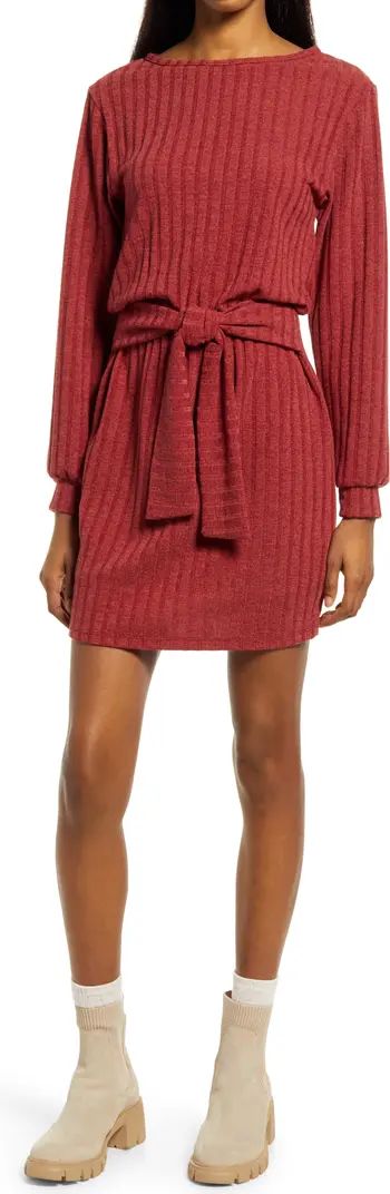 Fraiche by J Tie Front Long Sleeve Dress | Nordstrom | Nordstrom