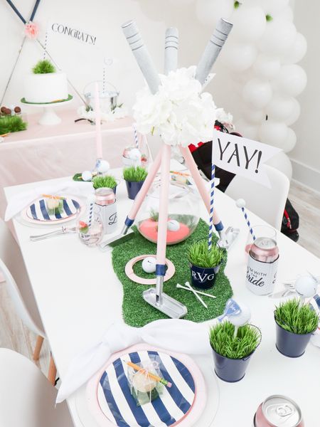 Easy ideas for a golf-themed bridal shower, including cute DIY centerpieces!

#golfparty #bridalshowerideas #sportsparty #diyparty

#LTKfamily #LTKparties