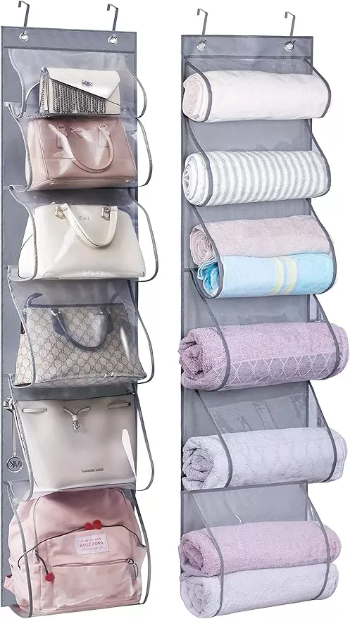 Zober Hanging Purse Organizer For Closet Clear Handbag Organizer