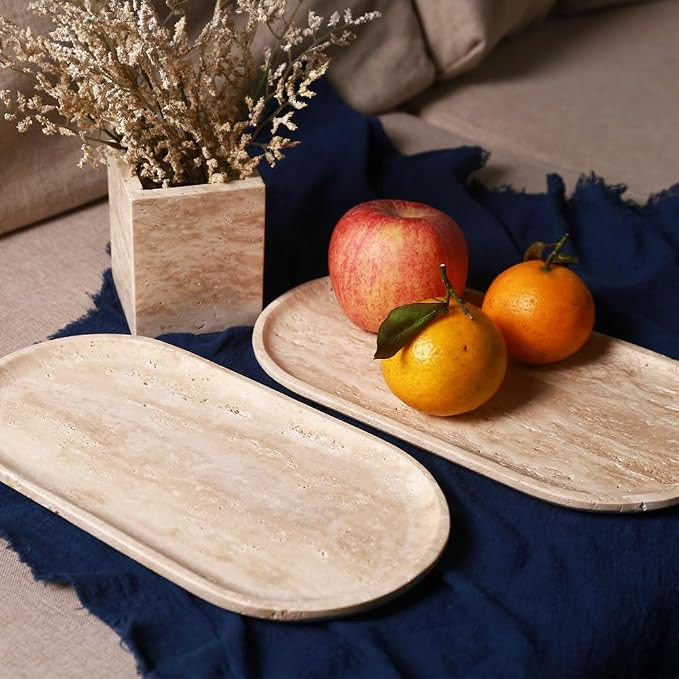 Natural Beige Travertine Marble Luxury Tray,for Kitchen Sink,Bathroom Soap Bottles,Makeup,Towel O... | Amazon (US)