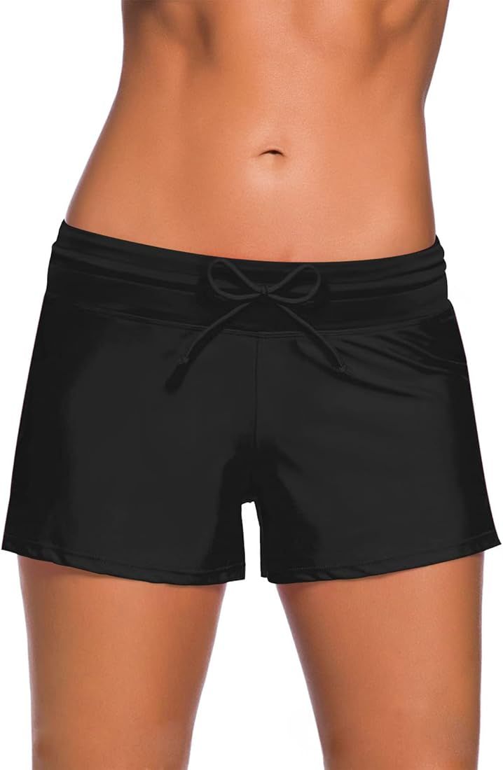 WILLBOND Women Swimsuit Shorts Tankini Swim Briefs Plus Size Bottom Boardshort Summer Swimwear Be... | Amazon (US)